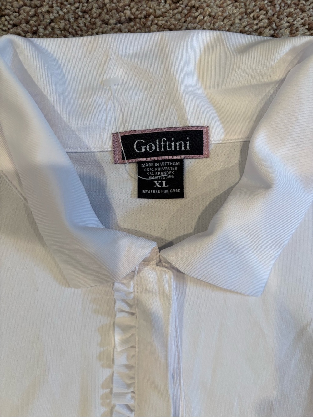 GOLFTINI Women’s White Sleeveless Polo Tank with Pink Logo - Picture 3 of 4